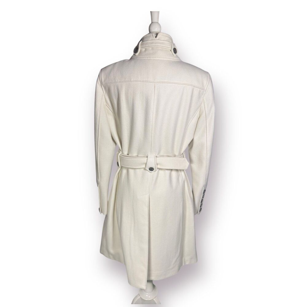 Esprit White‎ Elegant Buttoned Trench Coat with Belt Size Large Buttoned Collar - Picture 3 of 9